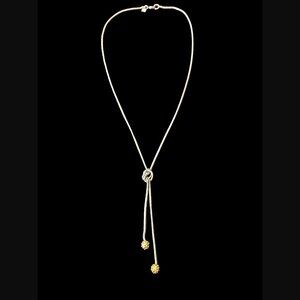 Banana Republic Two Tone Ball Dangle Knotted Y Necklace 31" Long